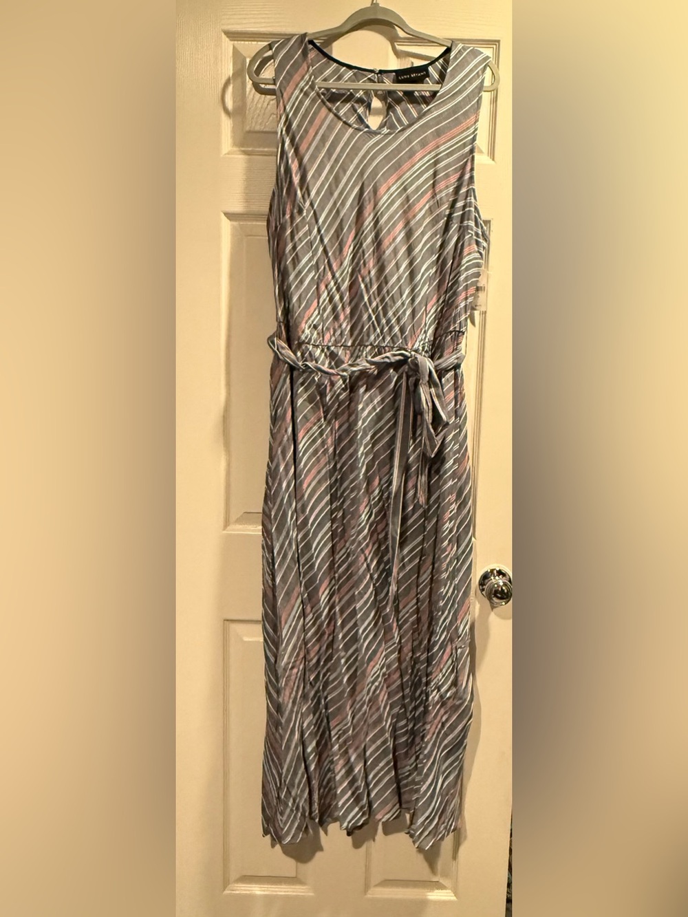 Lane Bryant Multi-Colored Striped Sleeveless Maxi Dress